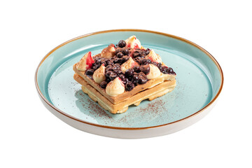 Viennese waffles on a plate, transparent background, cut out