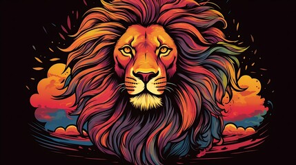 Regal Majesty: A Striking and Vibrant Image Showcasing the Majestic Presence of a Lion, Its Golden Mane Radiating Power and Nobility