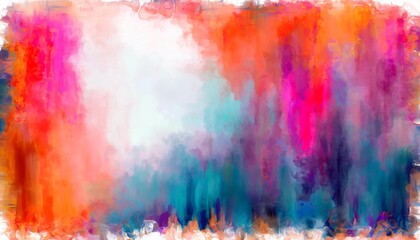 Obraz na płótnie Canvas grunge stressed vibrant fringe bleed watercolor center bright borders pink orange colorful design background paint blue colourful texture abstract painting painted splash paper purple colours