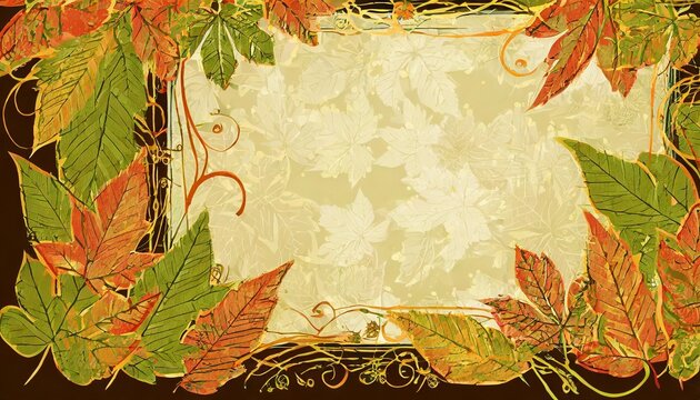 vintage background with autumn leaves with place for text and ph