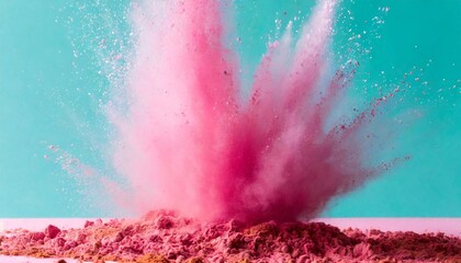 freezing motion of colorful powder exploding on a isolated pastel background copy space creates an abstract and vibrant texture