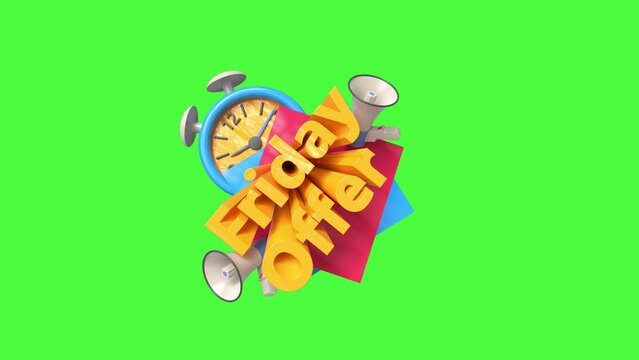 3D Friday Offer Rendering, sale banner design element, 4k video element.  