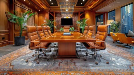 Large Conference Room With Orange Chairs