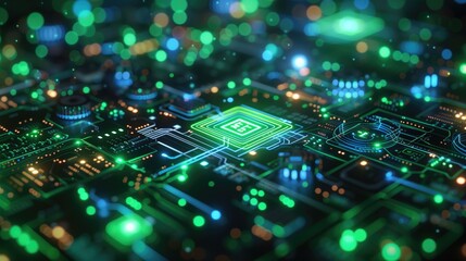 Fototapeta premium green and blue digital algorithm background