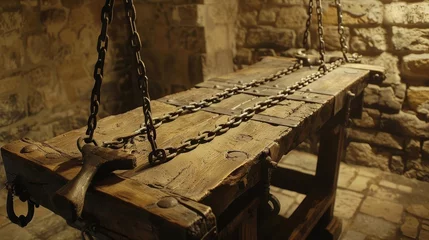 Fototapeten A detailed examination of ancient medieval and inquisition torture instruments, revealing the harsh and cruel methods of punishment used in the past © Orxan