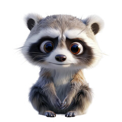 A cute raccoon with big eyes and a smile on its face