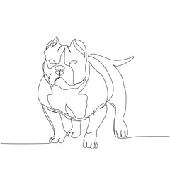 American Bully, Bully XL, XXL, dog breed, companion dog one line art. Continuous line drawing of friend, dog, doggy, friendship, care, pet, animal, family, canine.