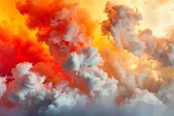 A dynamic display of smoke exploding in a spectrum of autumn colors, creating an aerosol-like effect in a visually striking composition
