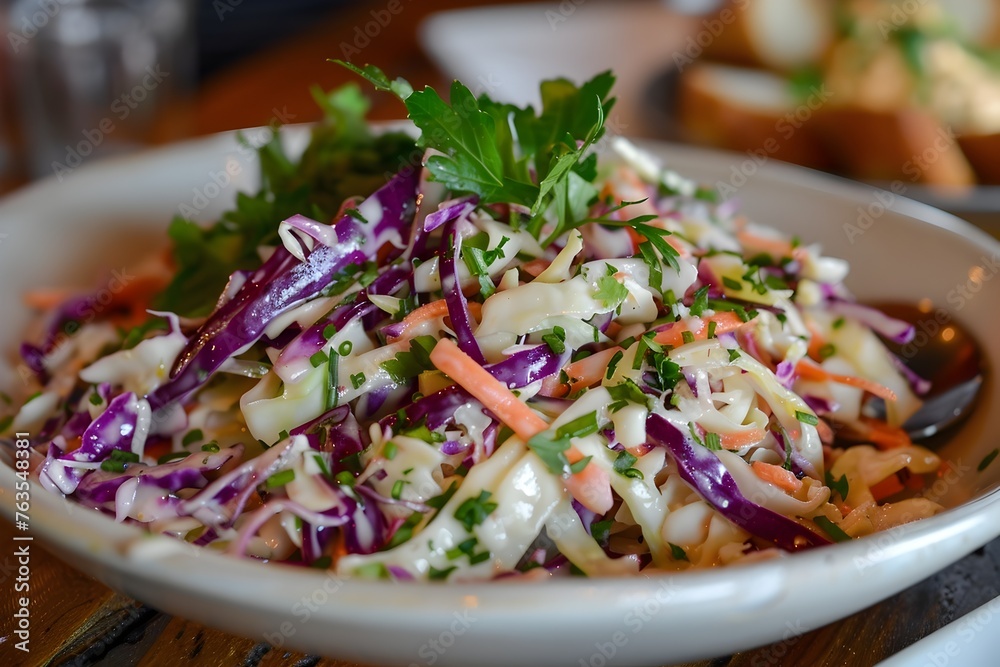 Canvas Prints Colorful and Crunchy Coleslaw Salad - A Refreshing Side Dish Featuring Shredded Cabbage, Carrots, and Vibrant Herbs for a Healthy and Flavorful