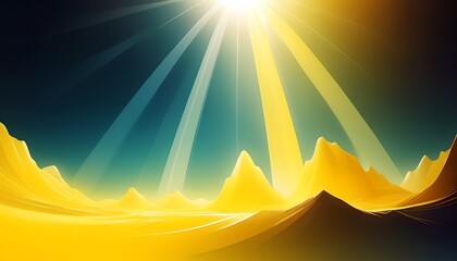 Sunlight above desert fantasy planet landscape illustration, AI generated