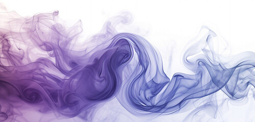 A swirl of indigo and violet smoke gracefully flowing over a white background, evoking a sense of mystical energy