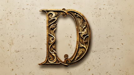 elegant golden font letter D with ornaments on black background	
 - obrazy, fototapety, plakaty