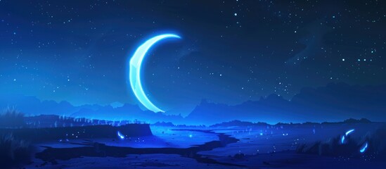 Obraz na płótnie Canvas crescent moon with Fantasy night landscape