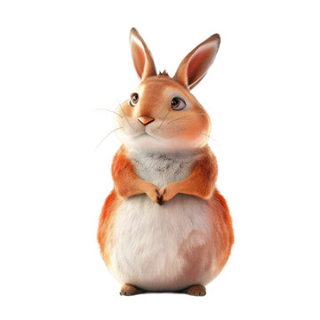 A cartoon rabbit with a big belly and a cute face