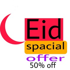 Eid spacial offer 50% off,white background,banner