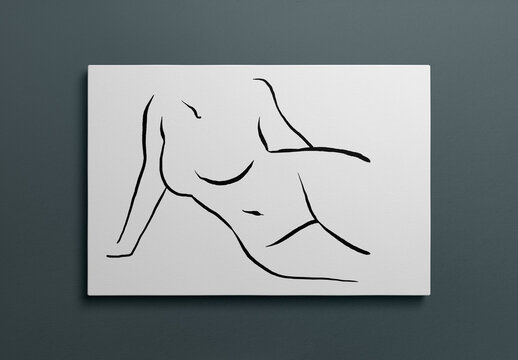 Landscape Canvas Hanging on Wall Mockup