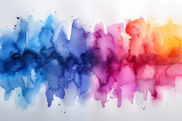 Abstract beautiful watercolor paint background illustration with colorful of the rainbow blue, pink, red, yellow. AI concept