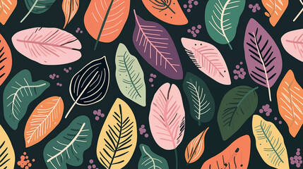 Fundo abstrato de Folhas coloridas com linhas e pontos e cores pasteis