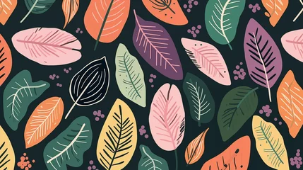 Poster Fundo abstrato de Folhas coloridas com linhas e pontos e cores pasteis © Vitor