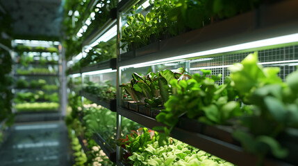 Modern hydrophobic vertical indoor farming setup, transforming urban spaces into productive agricultural hubs with advanced soil-less cultivation methods.

