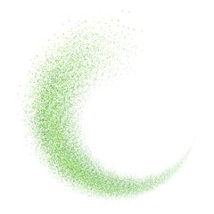 Green glitter splash, shiny stardust explosion, shimmering splash effect, festive particles. Vector illustration.