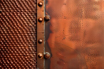 close up of an old copper metal door in a restaurant 