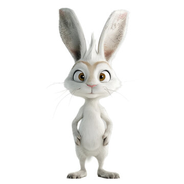 A cartoon rabbit with a big smile on its face