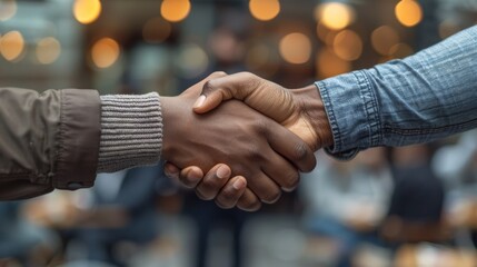 Diverse Business Colleagues Shaking Hands in Gratitude and Respect Generative AI