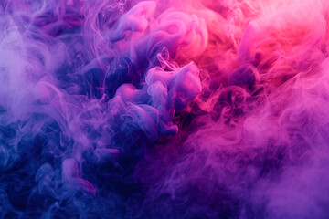 Vivid viva magenta smoke, illuminated and flowing with gentle splashes, creating a mesmerizing abstract background with an ink-in-water aesthetic