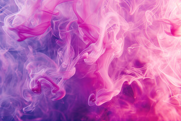 Whimsical viva magenta smoke, flowing with light and creating playful splashes, set against an abstract, ink-in-water inspired background