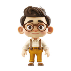 A cartoon character wearing glasses and a white shirt