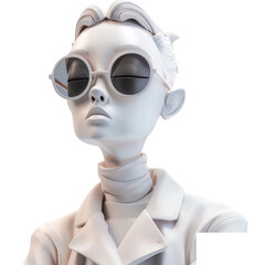 A cartoon girl wearing sunglasses and a white jacket