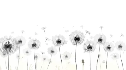 Fotobehang Abstract simple dandelion in black ink color.  © iclute