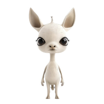 A white cartoon animal with a big head and small body