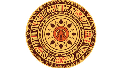 Fototapeta na wymiar African ethnic round ornament. Hand stamp printing.