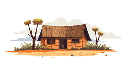 African hut or small village house flat vector illu