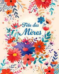Fototapeta na wymiar French happy Mothers day design background