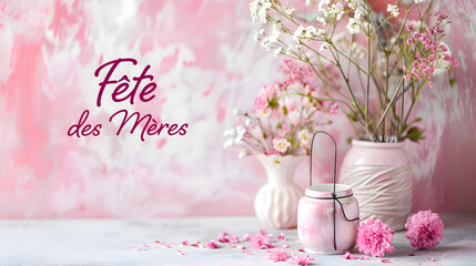 French happy Mothers day design background - 763557552