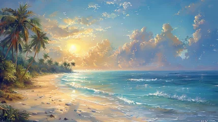 Fototapeten Impressionistic Sunrise over Tropical Beach Generative AI © Alex
