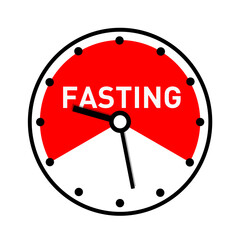 Intermittent fasting - eating and food intake based on time and schedule. Dial indicates restrictive diet during teh day. Vector illustration isolated on white.
