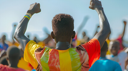  African soccer fans cheering