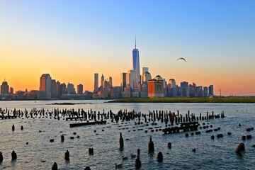 Lower mahattan and One World Trade Center or Freedom Tower in New York City, New York.is the...