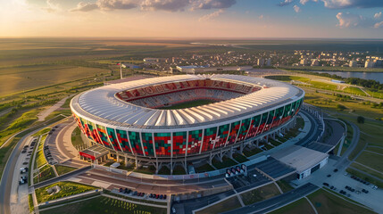  Aerial Photography of Soccer Stadium - obrazy, fototapety, plakaty