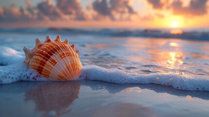Obraz na płótnie Canvas Seashell Artistry: Intricate Sand Patterns Generative AI