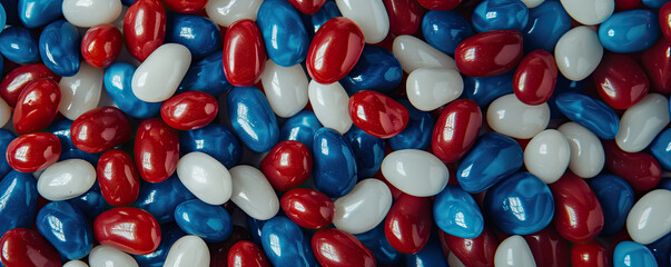 Red White and Blue American 4th of July Jelly Bean Background - obrazy, fototapety, plakaty