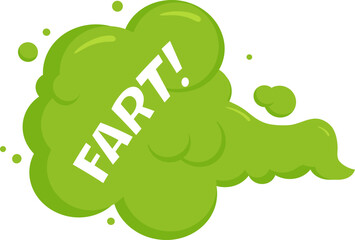 Fart cloud, smelly bubble, green spray, toxic gas, smoke steam, cartoon stink odour isolated on white background. Aroma vector illustration