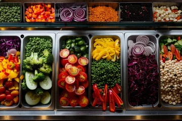 Foto op Aluminium A display case showcasing an assortment of fresh and colorful vegetables, promoting healthy eating choices © Ilia Nesolenyi