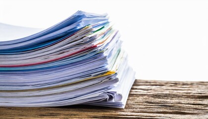 pile of documents on white background