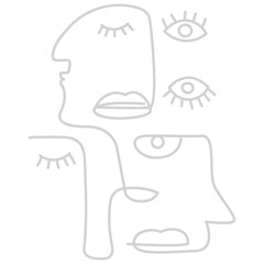 Abstract One Line Face