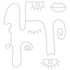 Abstract One Line Face